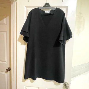 Lola and Sophie New York Black Shift Dress with Ruffle Sleeves - Size L